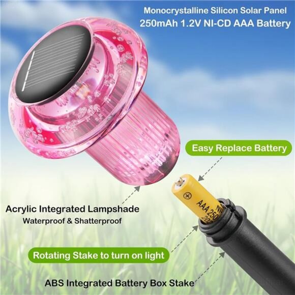 Halloween Solar Lights Outdoor 8 Pack Hot Pink Solar Pathway Lights Outdoor - Picture 2 of 7